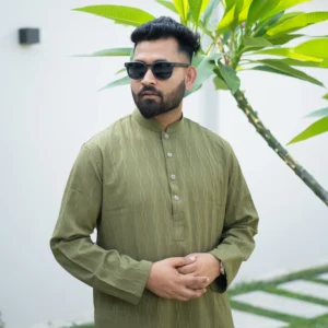 Premium Eid Panjabi: Light Olive